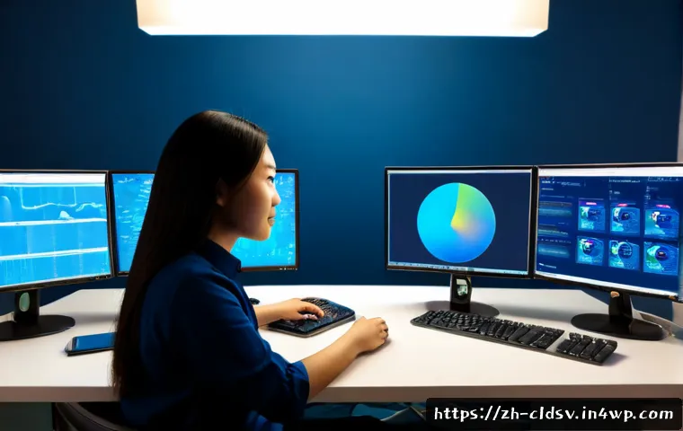 클라우드 네이티브 애플리케이션 성능 최적화 - Photorealistic cloud-native application performance optimization scene, focused software engineer at...